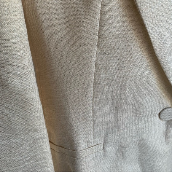 Zara Blazer Linen Long Jacket Event Wear Mini Dress Wedding Occasion Cream  XL - Picture 8 of 15